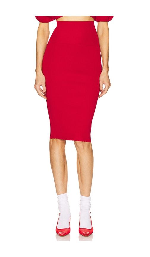 helsa luella midi skirt in red.