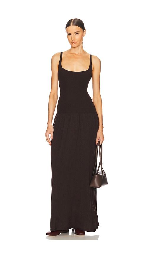 helsa maddison maxi knit dress in brown.