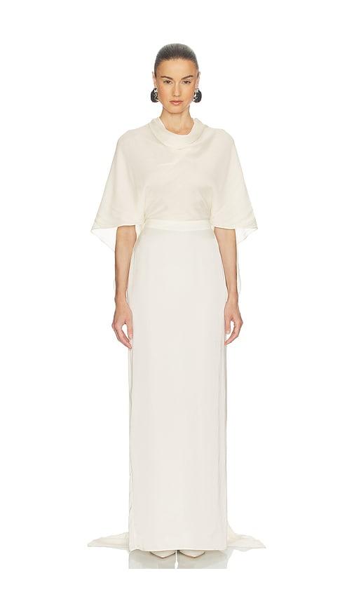 helsa mix media scarf dress in ivory.