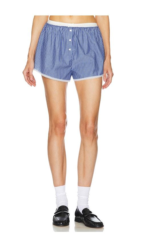 helsa pinstripe poplin house short in multi.
