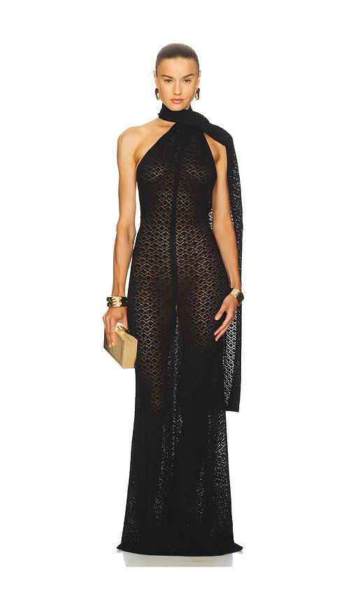 helsa robbyn wrap gown in black.