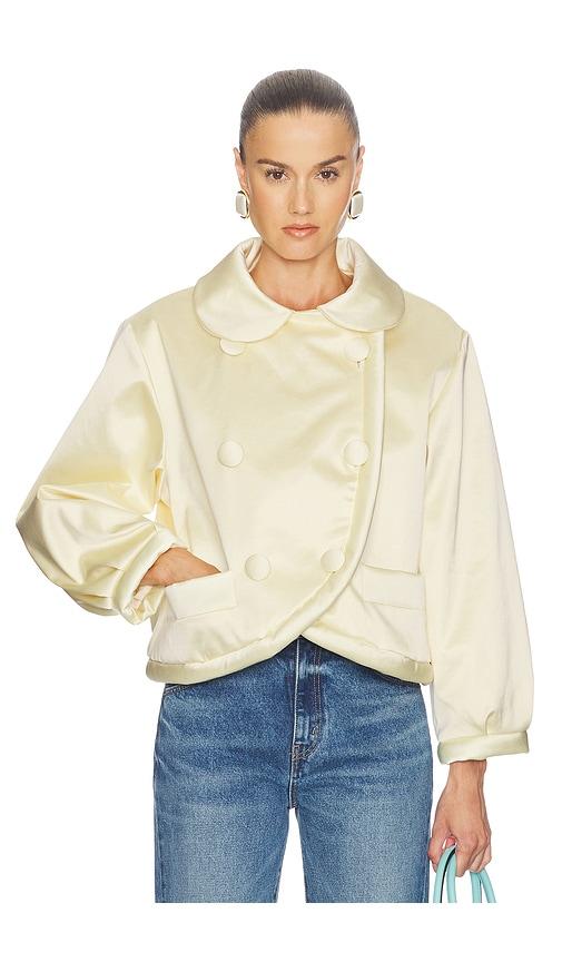 helsa sateen puff jacket in lemon.