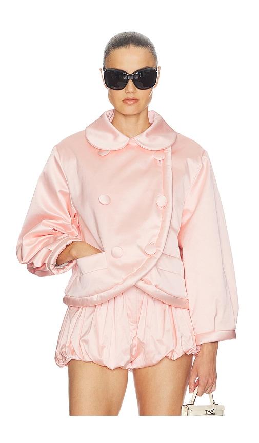 helsa sateen puff jacket in rose.