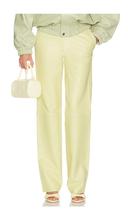 helsa soft lamb leather pants in lemon.