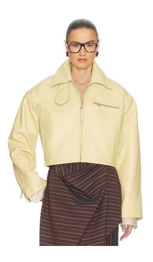 helsa the 90s leather jacket in lemon.