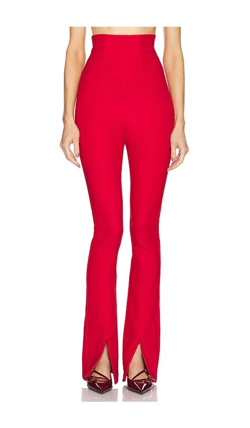 helsa the cigarette pant in red.