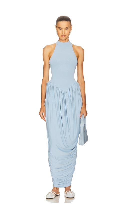 helsa the duchess jersey dress in baby blue.