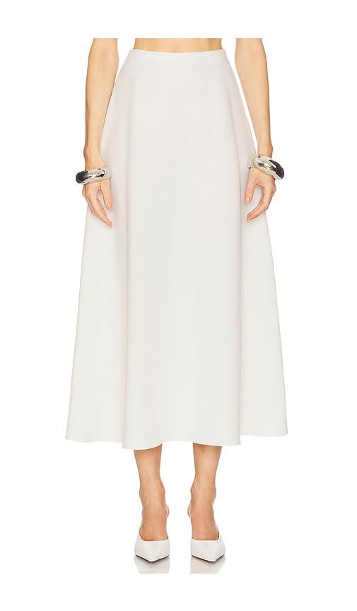 helsa the heavy crepe midi skirt in ivory.