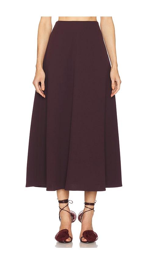 helsa the heavy crepe midi skirt in purple.