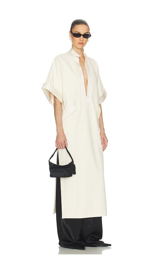 helsa the magda dress in thick crepe in ivory.