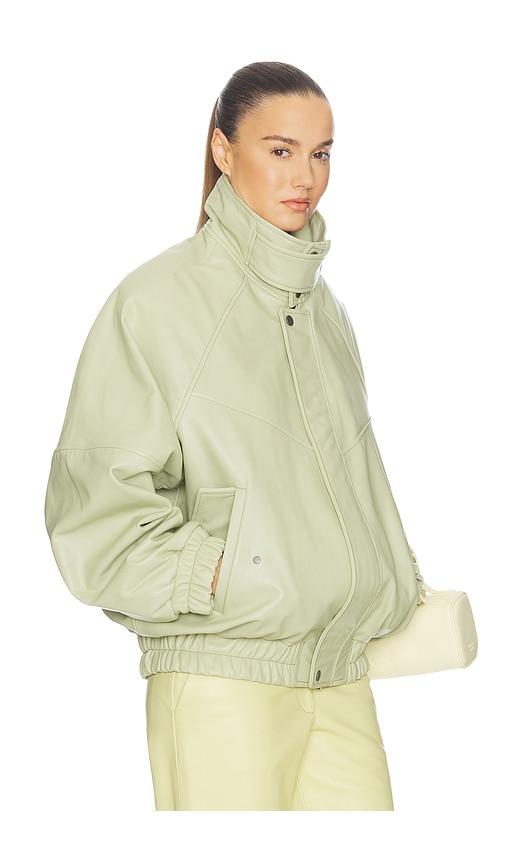 helsa the oversized leather bomber in mint.