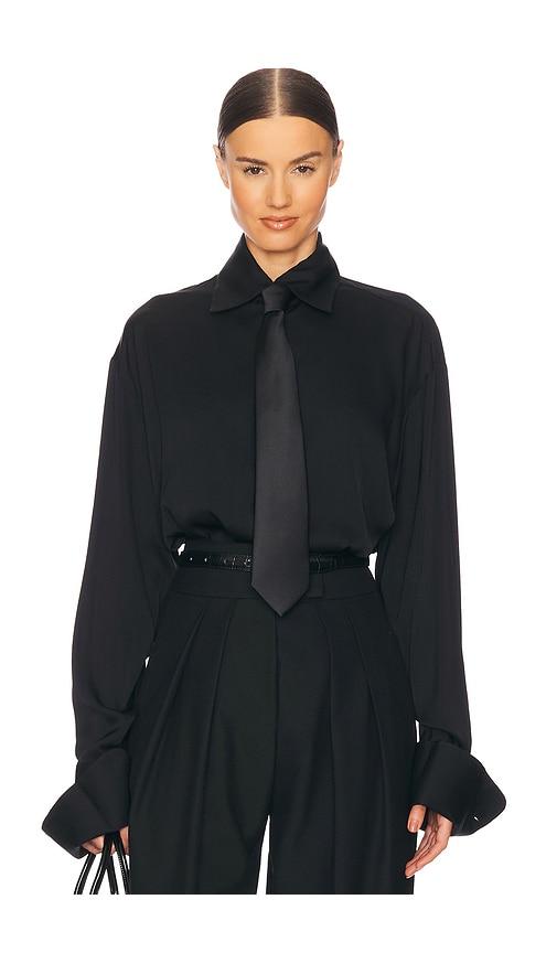 helsa the relaxed silk shirt in black.