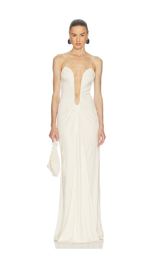 helsa the roksanna draped dress in ivory.