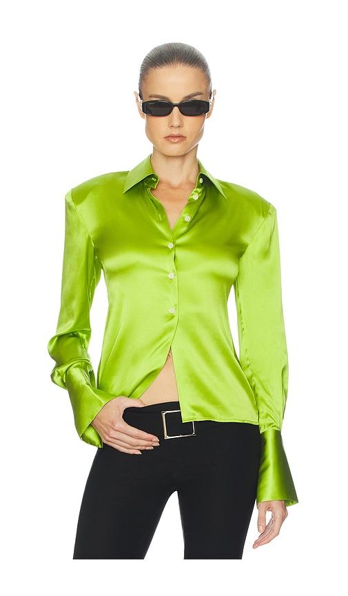 helsa the silk charmeuse shirt in green.