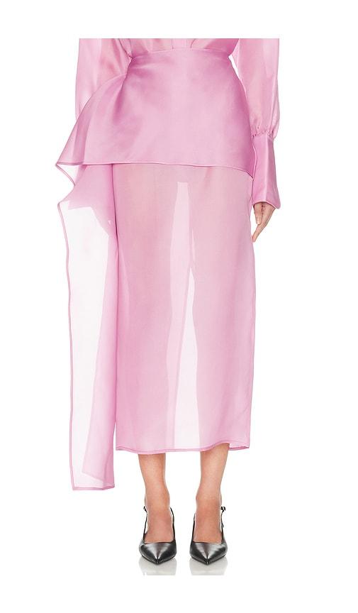 helsa the silk gazar skirt with drape in pink.