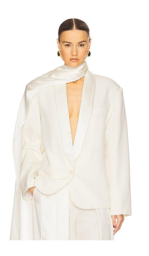 helsa the tux blazer in wool in cream.