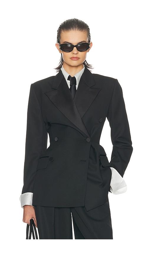 helsa the tuxedo jacket in black.