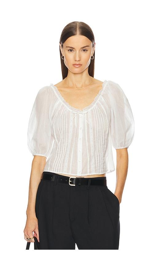 helsa voile peasant blouse in white.