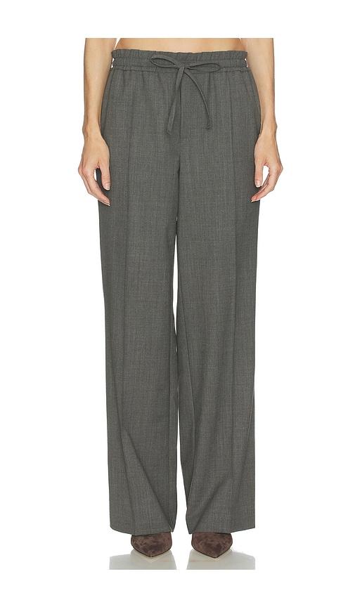helsa wool blend drawcord trousers in grey.
