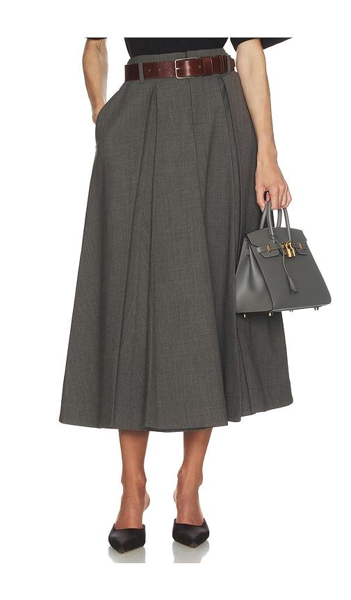 helsa wool blend pleated skirt in grey.