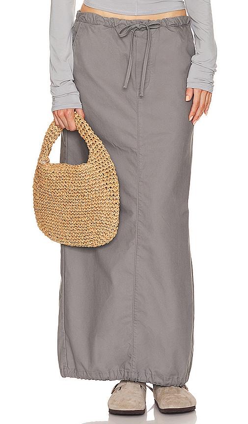 helsa workwear drawcord maxi skirt in grey.