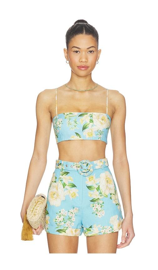 hemant and nandita bandeau top in blue.