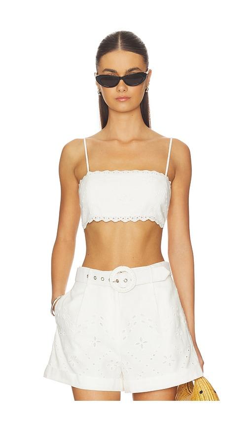 hemant and nandita bandeau top in white.