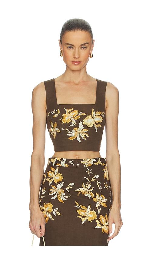 hemant and nandita boxy top in brown.