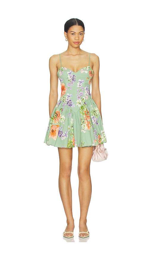 hemant and nandita corseted mini dress in sage.