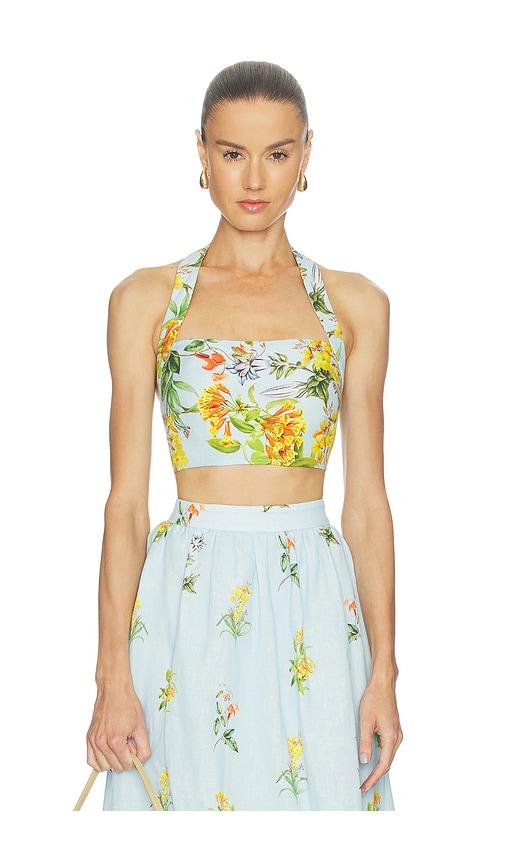 hemant and nandita crop top in baby blue.