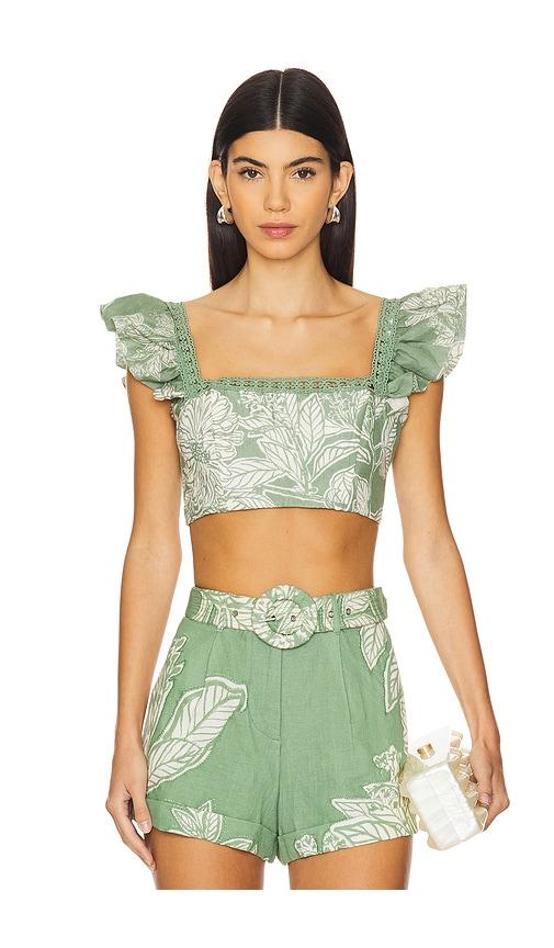 hemant and nandita crop top in green.