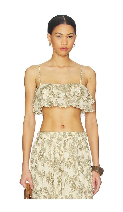 hemant and nandita ruffle top in neutral.