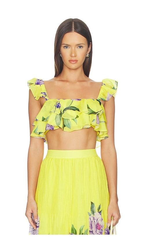 hemant and nandita ruffle top in yellow.