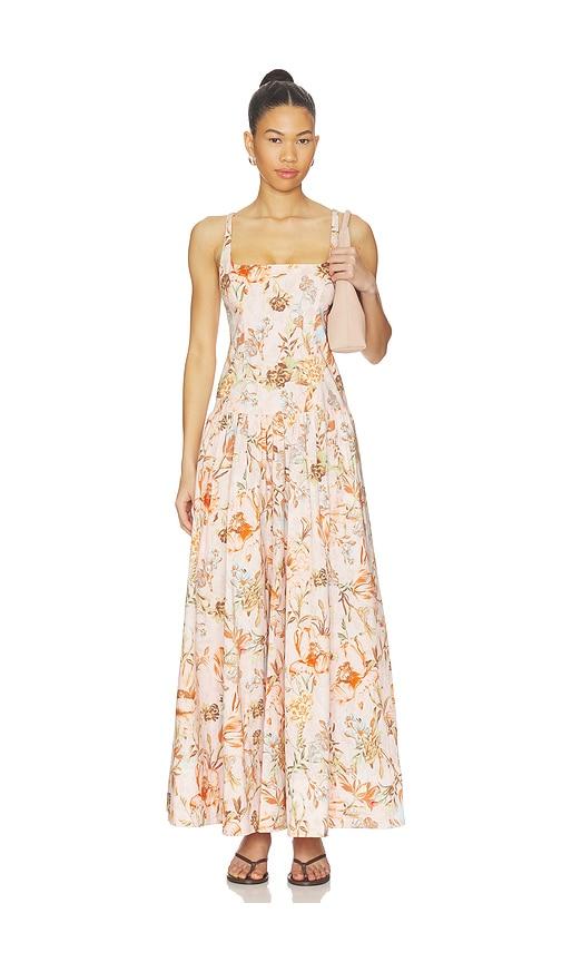 hemant and nandita square neck maxi dress in beige.