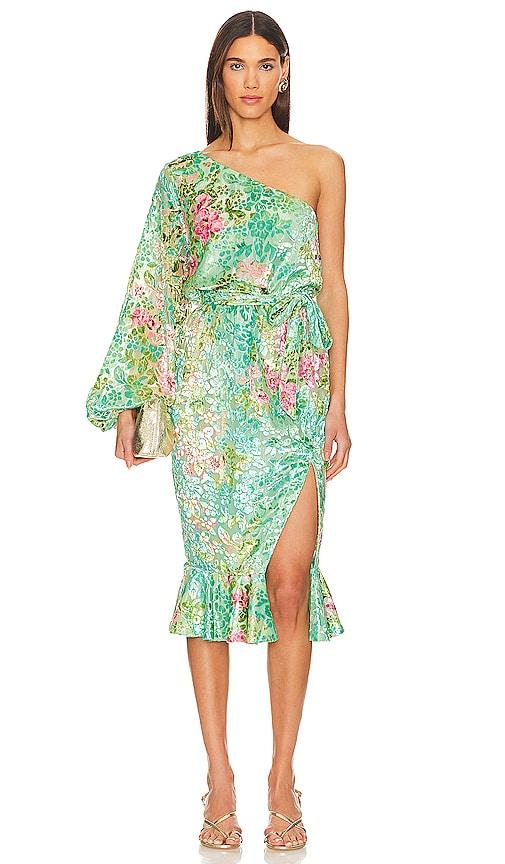 hemant and nandita x revolve veena midi dress in teal.