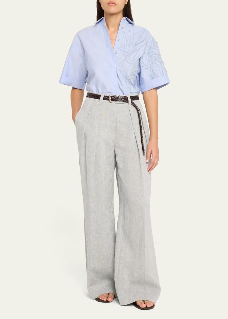 herbarium embroidered cotton oxford shirt