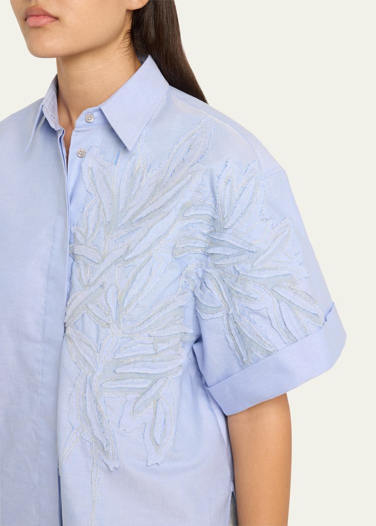 herbarium embroidered cotton oxford shirt