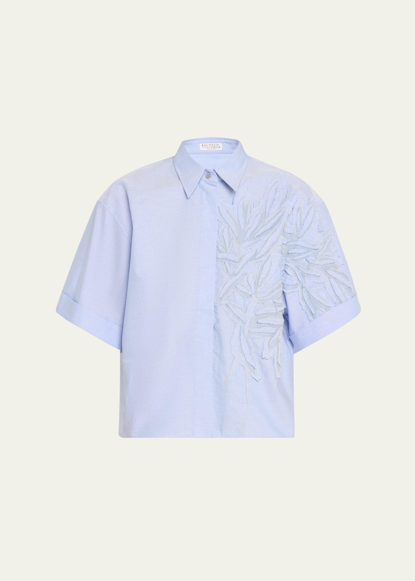 herbarium embroidered cotton oxford shirt