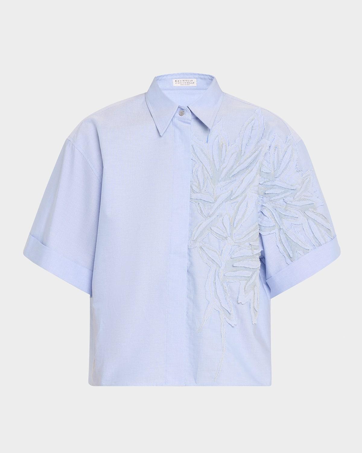 herbarium embroidered cotton oxford shirt