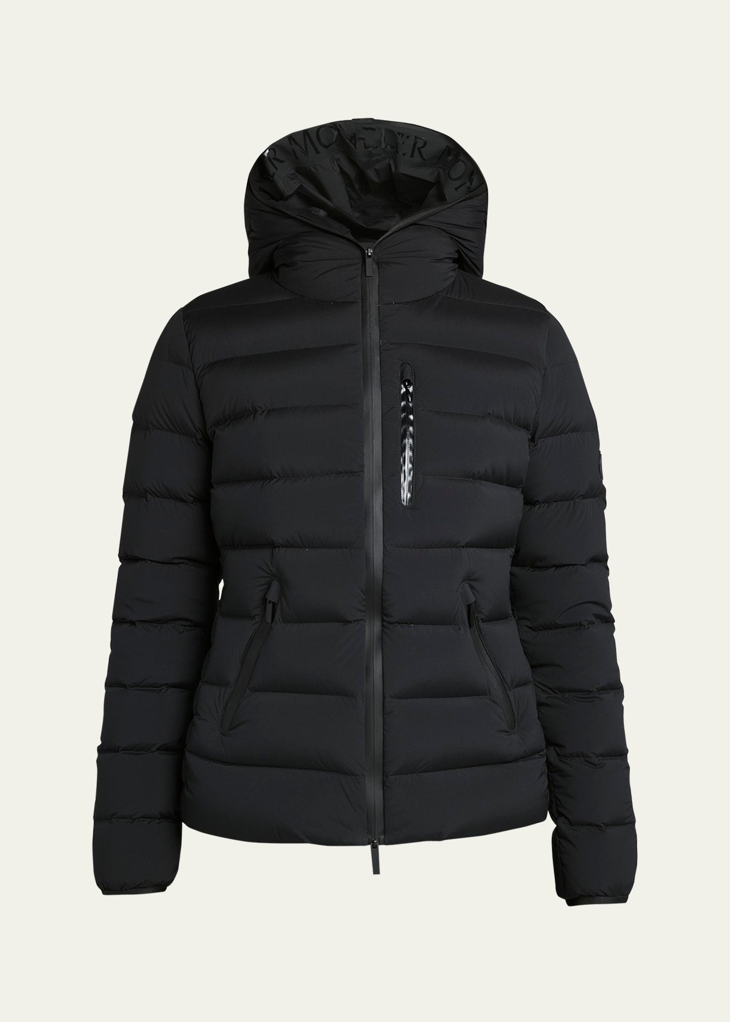 herbe stretch nylon hooded puffer jacket