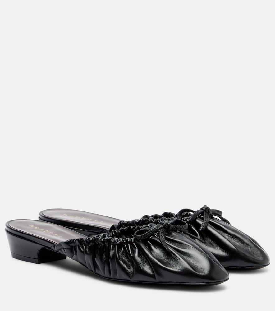 herbert levine gather around ruched leather mules