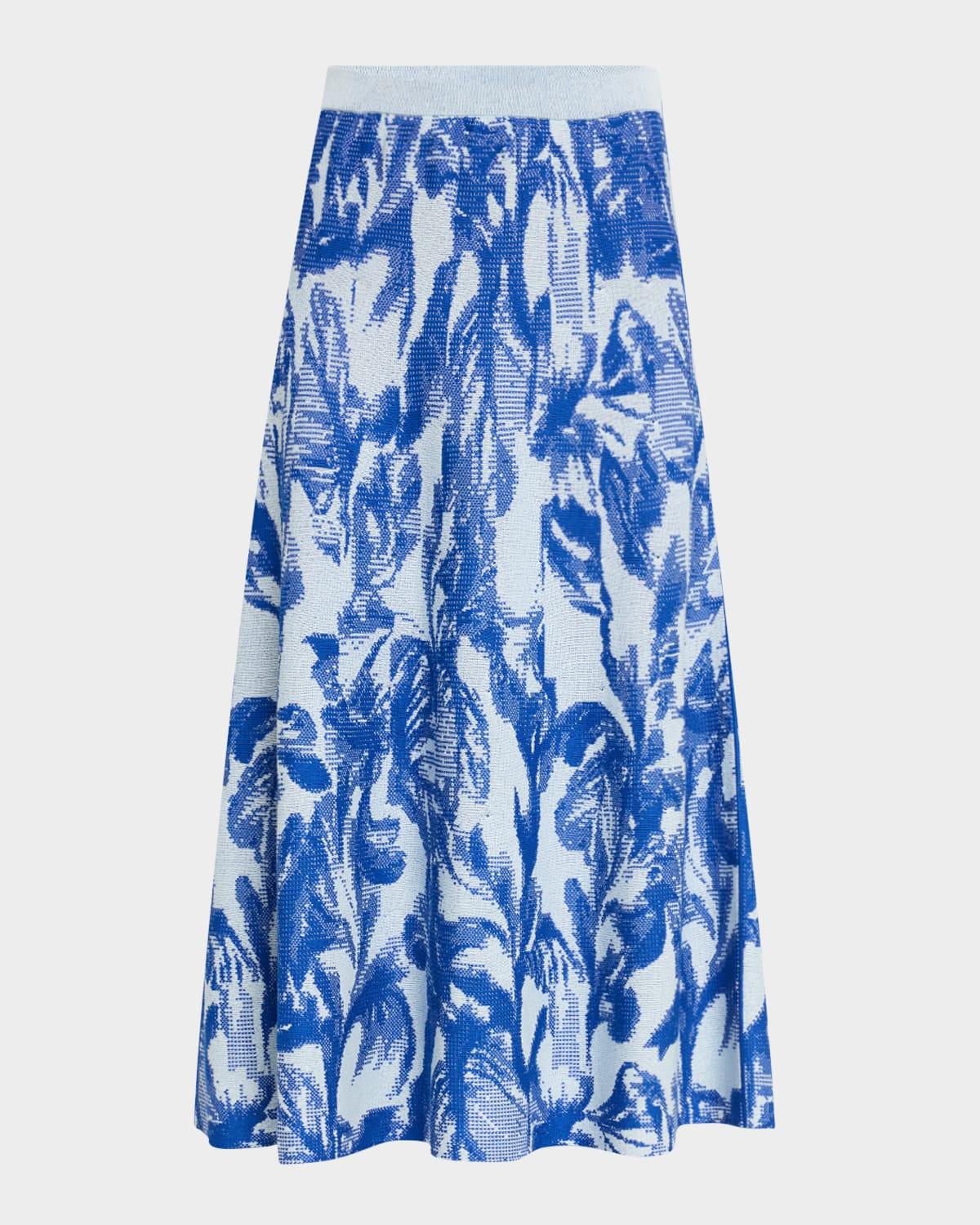 heritage-fit floral jacquard knit midi skirt