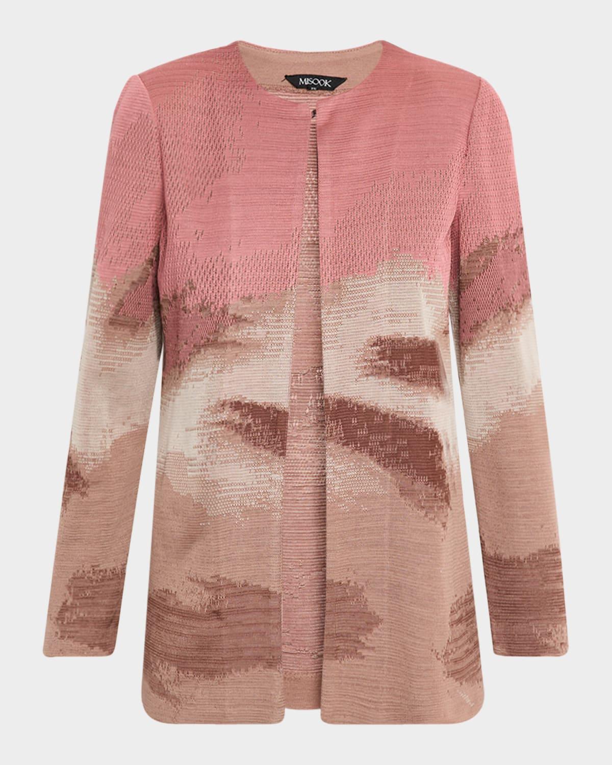 heritage-fit landscape pattern knit jacket