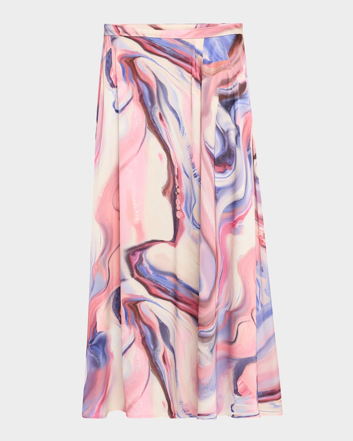 heritage fit watercolor-print maxi skirt