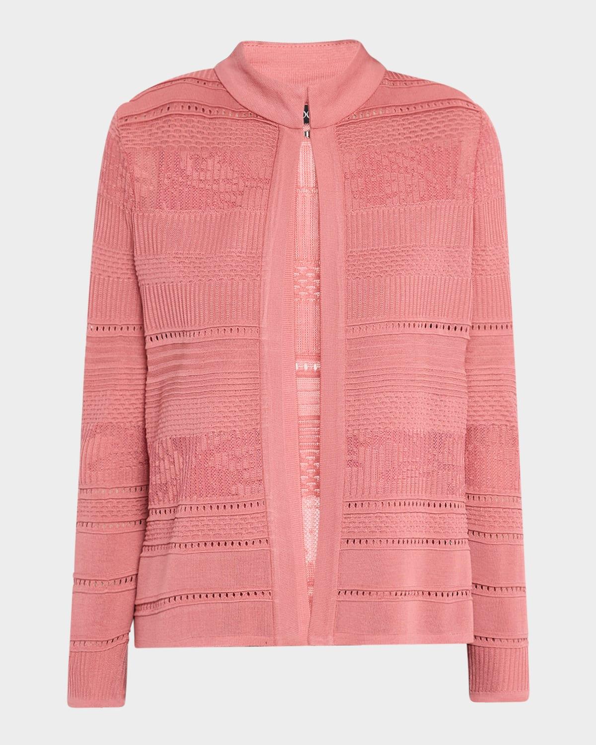 heritage multi-stitch tonal knit jacket