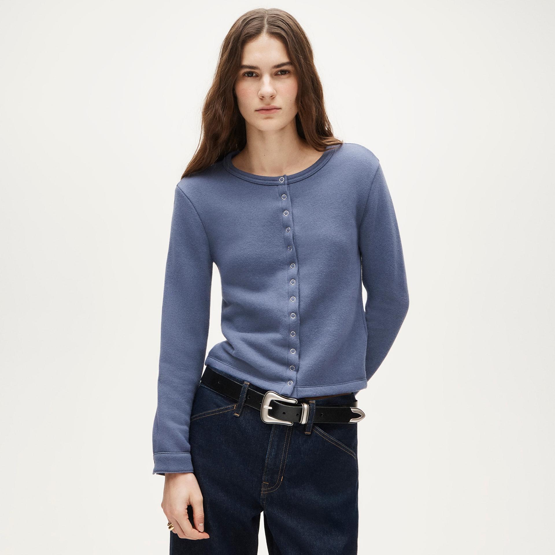 heritage terry cardigan in stripe