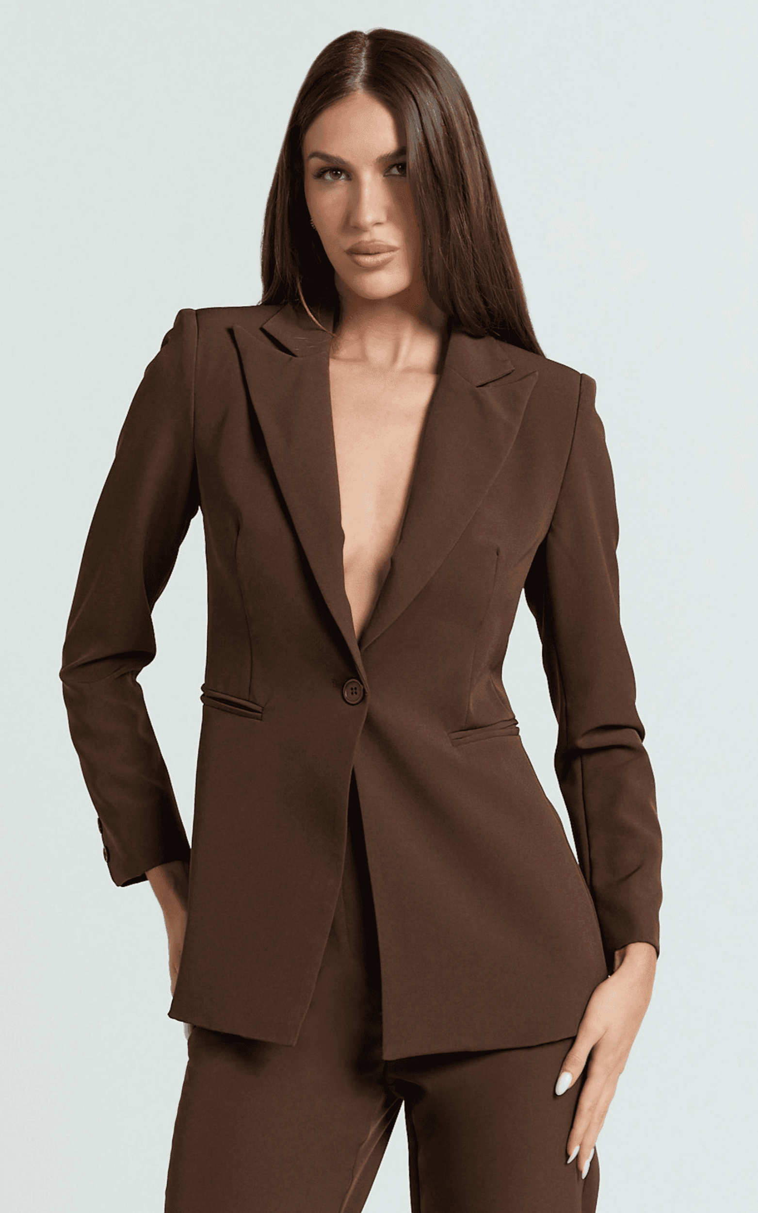 hermie blazer - single breasted blazer in chocolate