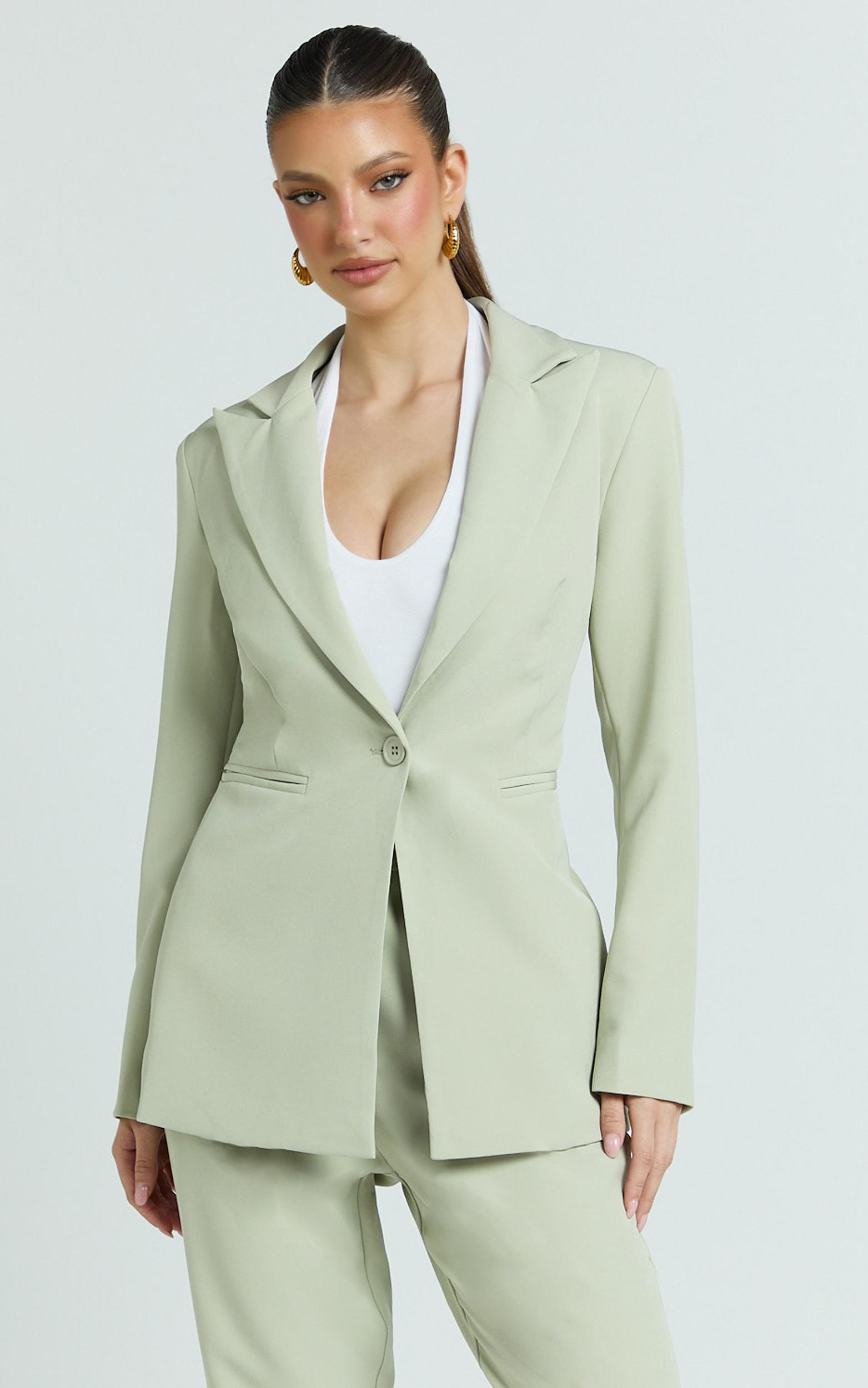 hermie blazer - single breasted blazer in sage