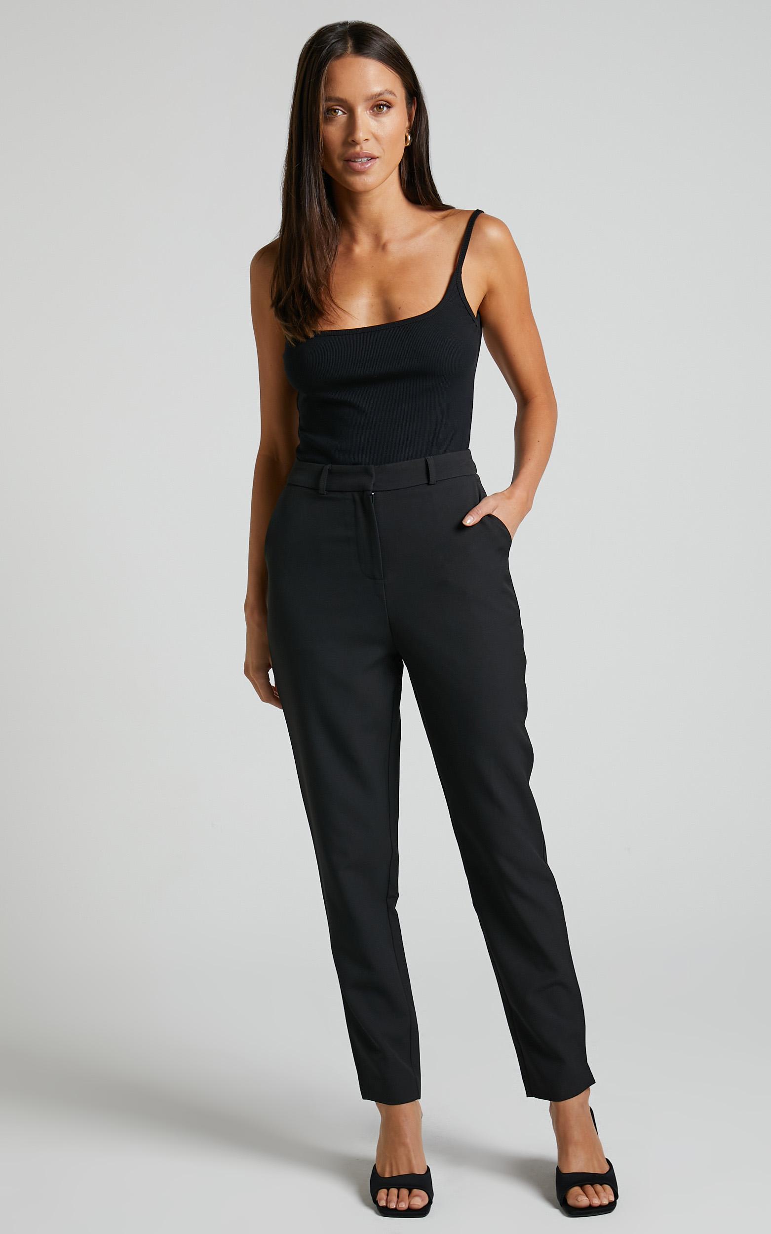 hermie pants - high waisted cropped tailored pants in black