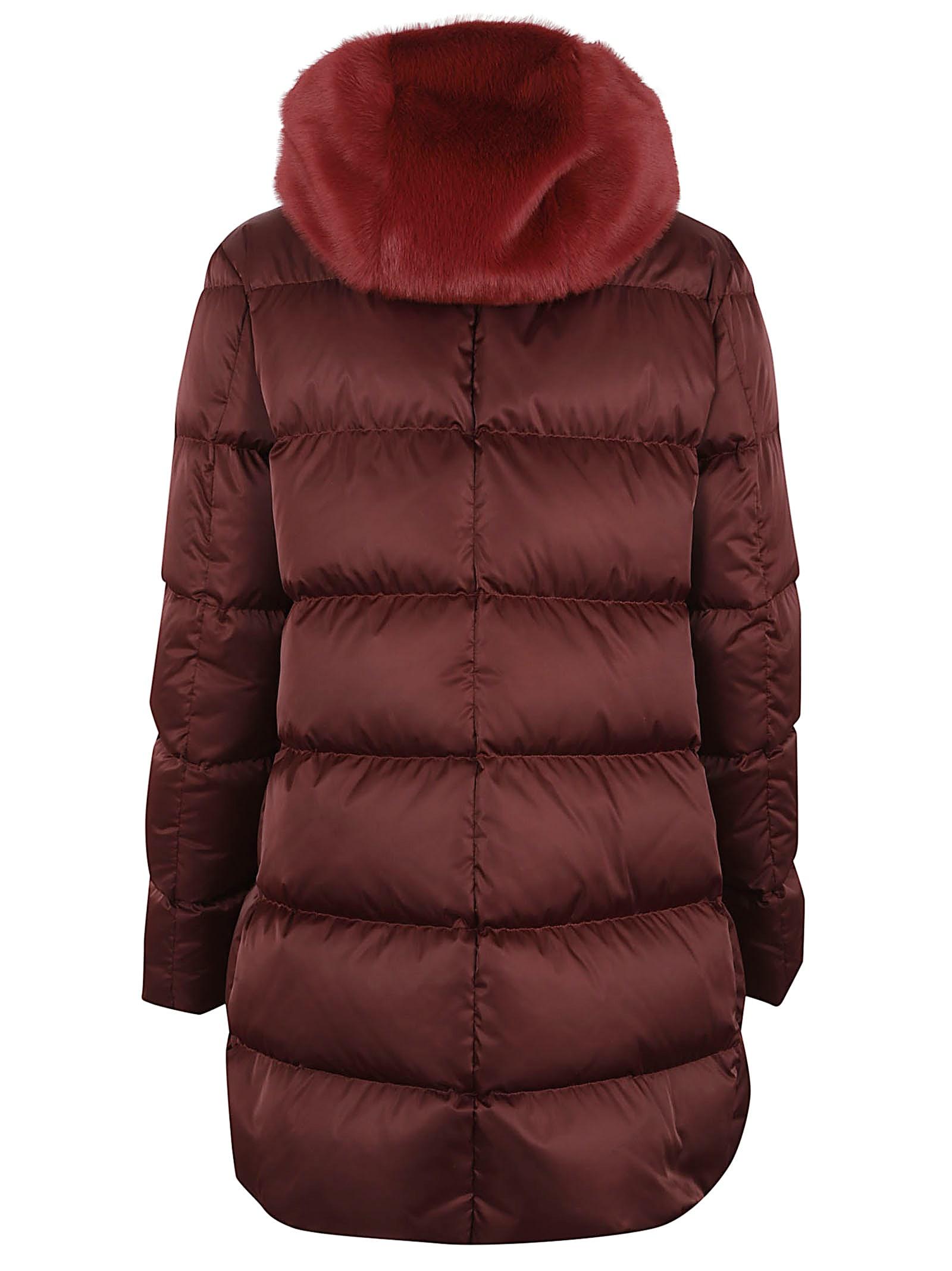 herno a-shape in satin with faux fur bib